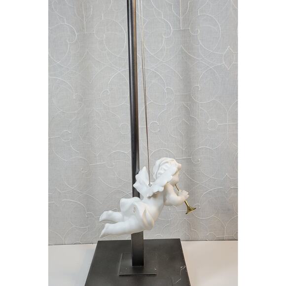 Dept 56 Large Winter Silhouette Cherub Angel 8" White Ornament Horn Retired - Picture 16 of 16
